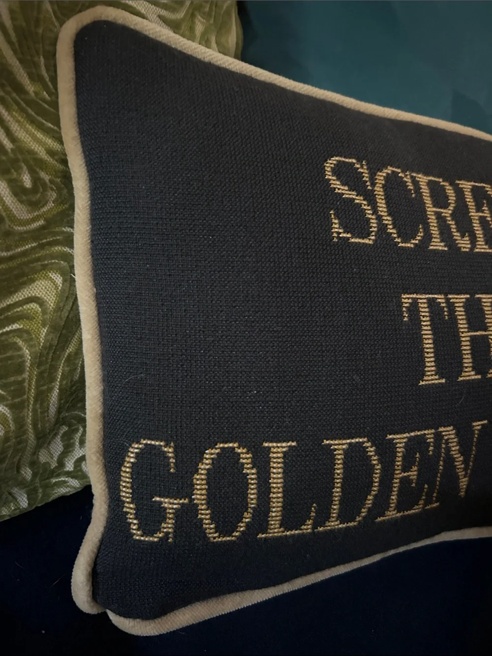 Funny Screw The Golden Years Needlepoint Pillow 9x12 Wool Sarcastic Couch Decor